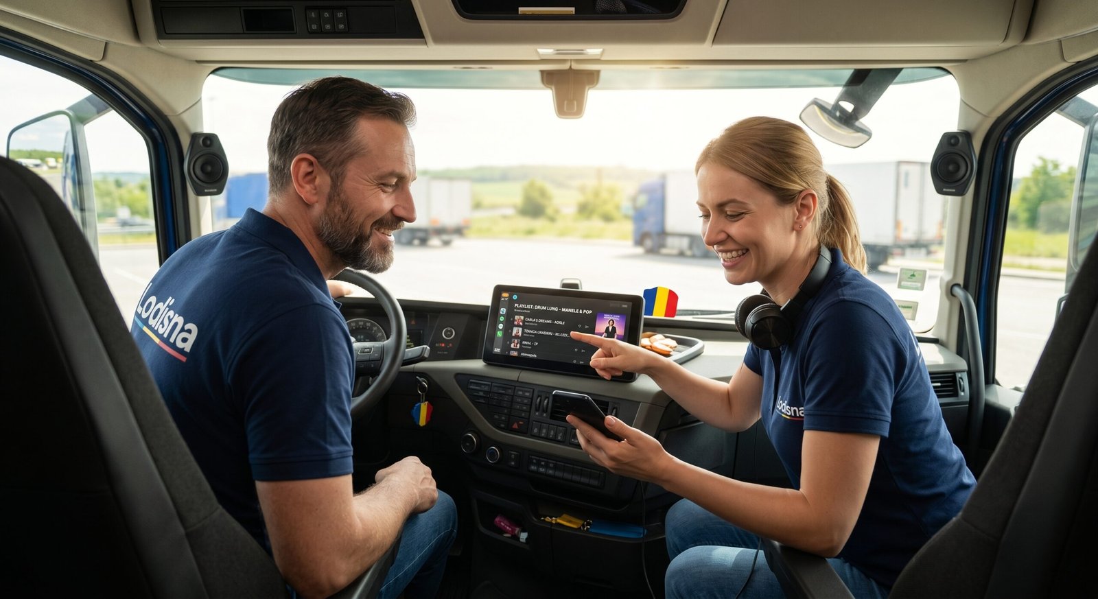 Confort cabină XL șoferi TIR și divertisment digital în camioanele Lodisna.