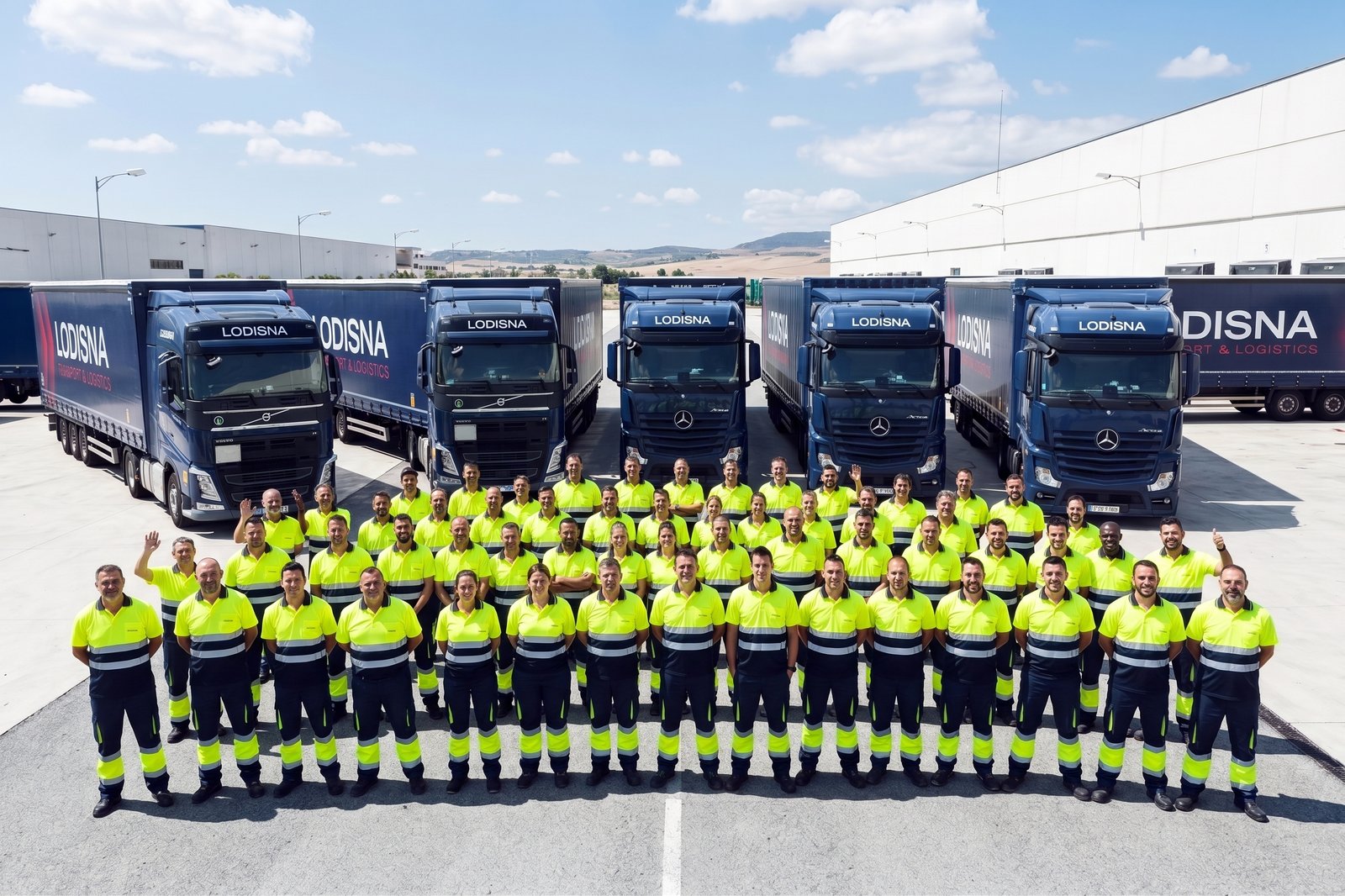 Șofer C+E și echipa Lodisna la biroul din Bacău alegând campania de vară împreună